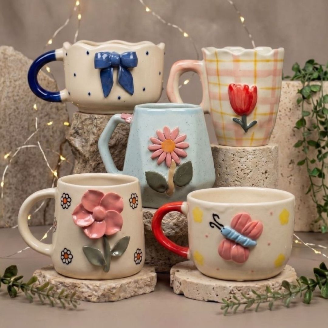 Handcrafted Ceramic Mugs (Set of 5)