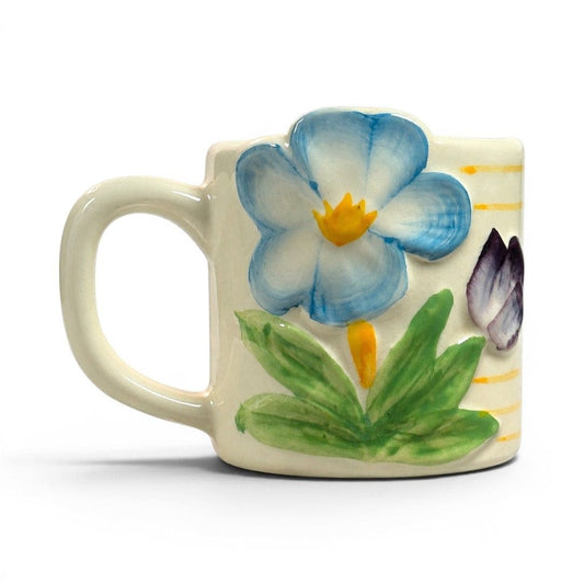 Sculpted Bloom Ceramic Mug - Blue