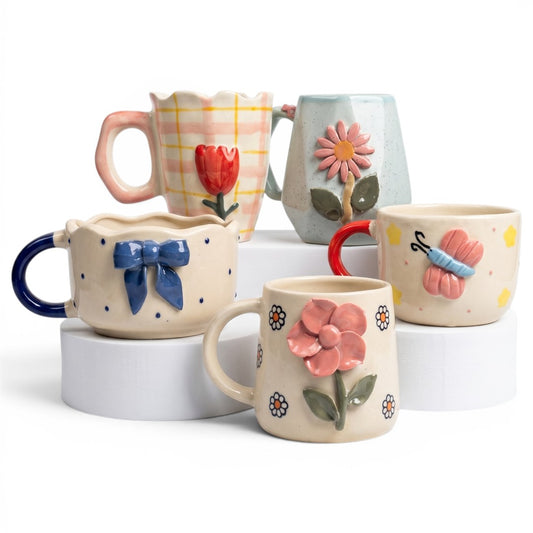Handcrafted Ceramic Mugs (Set of 5)