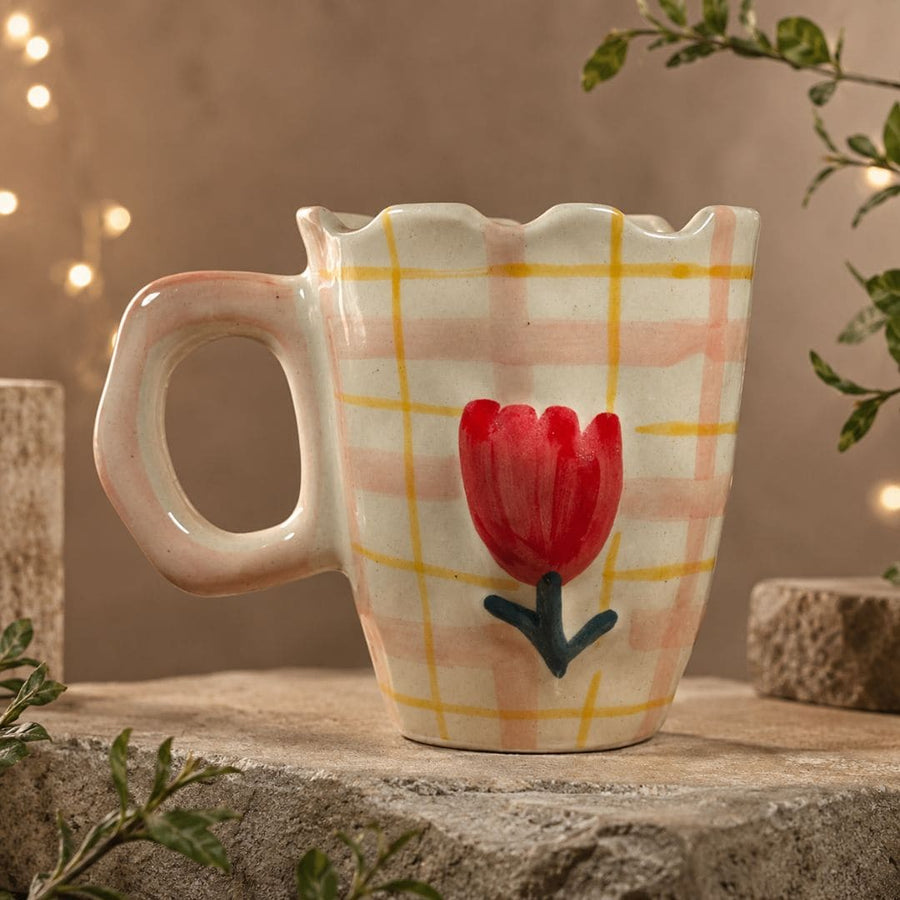 Scalloped Rose Ceramic Mug